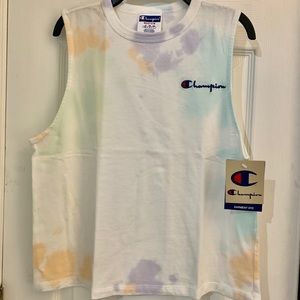 Champion Boyfriend Tie Dye Logo Muscle Tank NWT